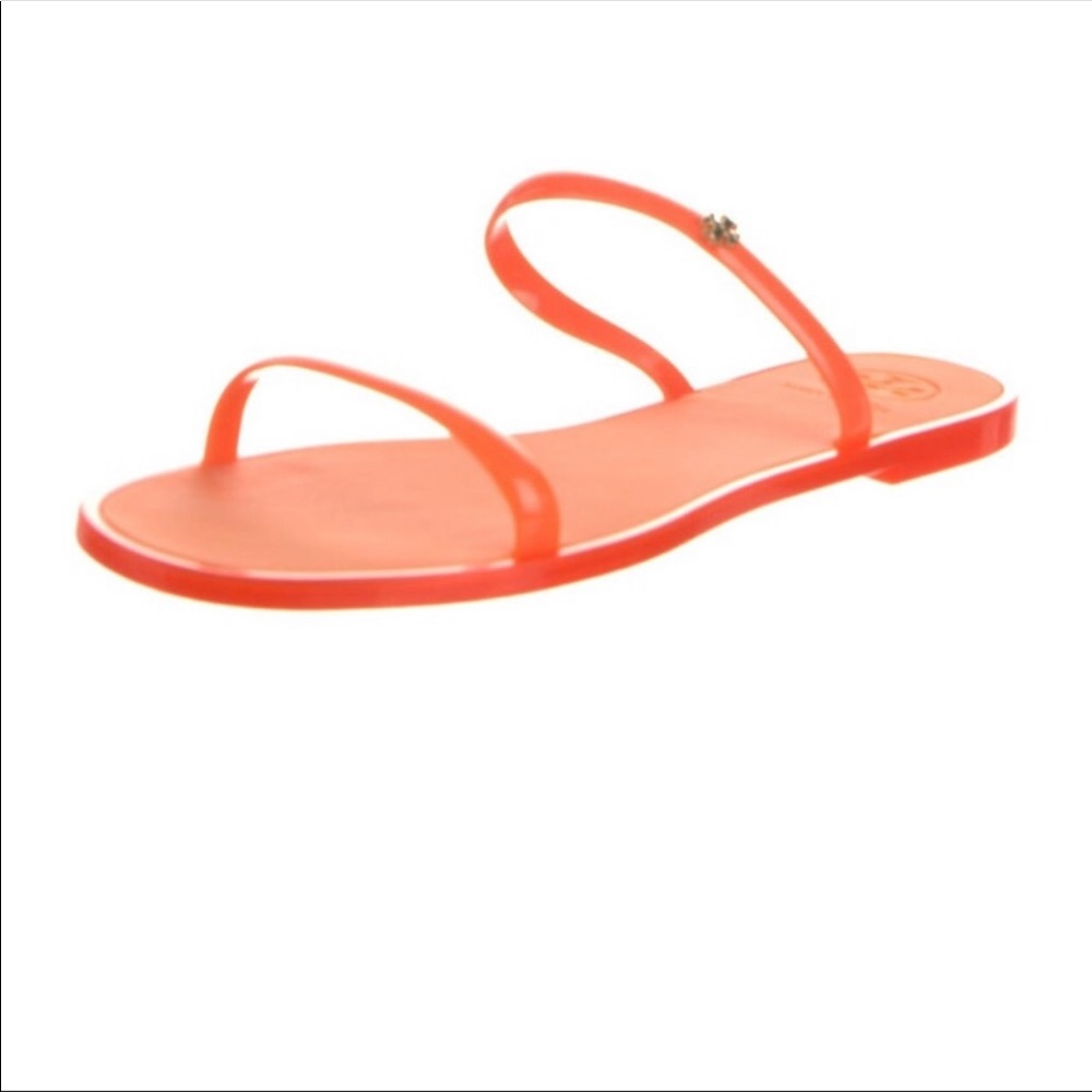 TORY BURCH Poppy Coral Orange Two Banded Slide Sandal Size 8 NEW